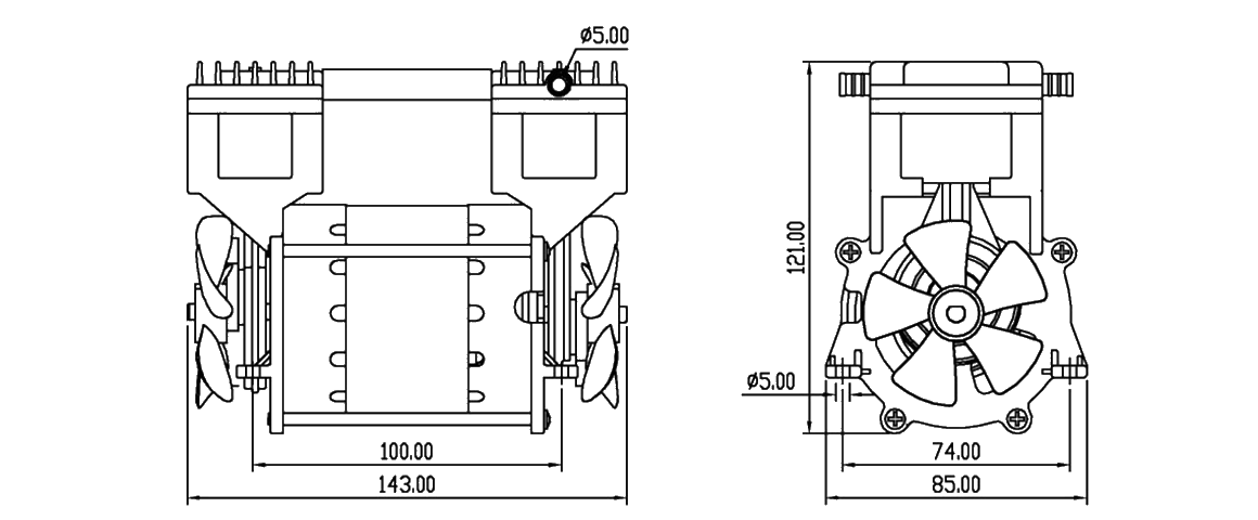 HP-200V活塞(sai)真空(kong)泵(beng) 尺寸(cun)圖